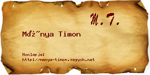 Mánya Timon névjegykártya
